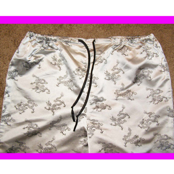 🐉 New DRAGON print Silver lounge/pajama pants size Large 10-12 - Picture 2 of 7